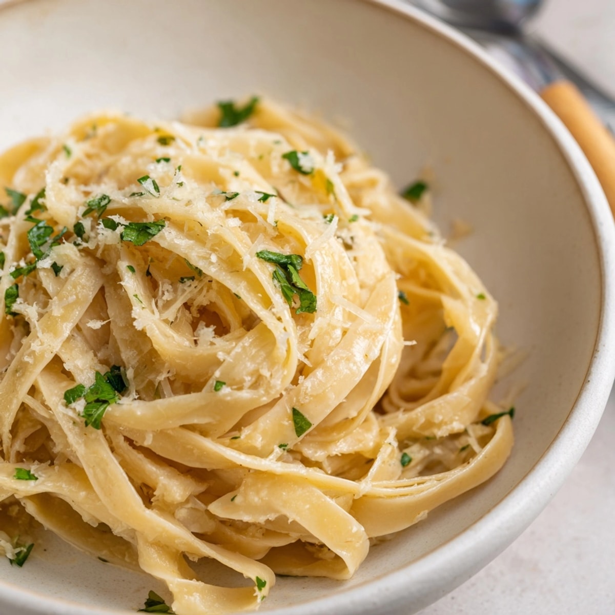 Close-up of steaming Garlic Browned Butter Noodle Bowls; a quick, delicious weeknight dinner.