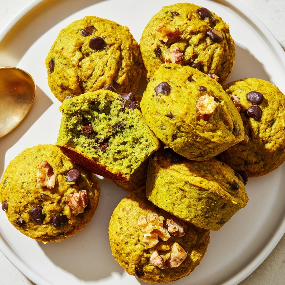 Deliciously vibrant matcha pumpkin muffin cookie bites, perfect for a cozy snack.  