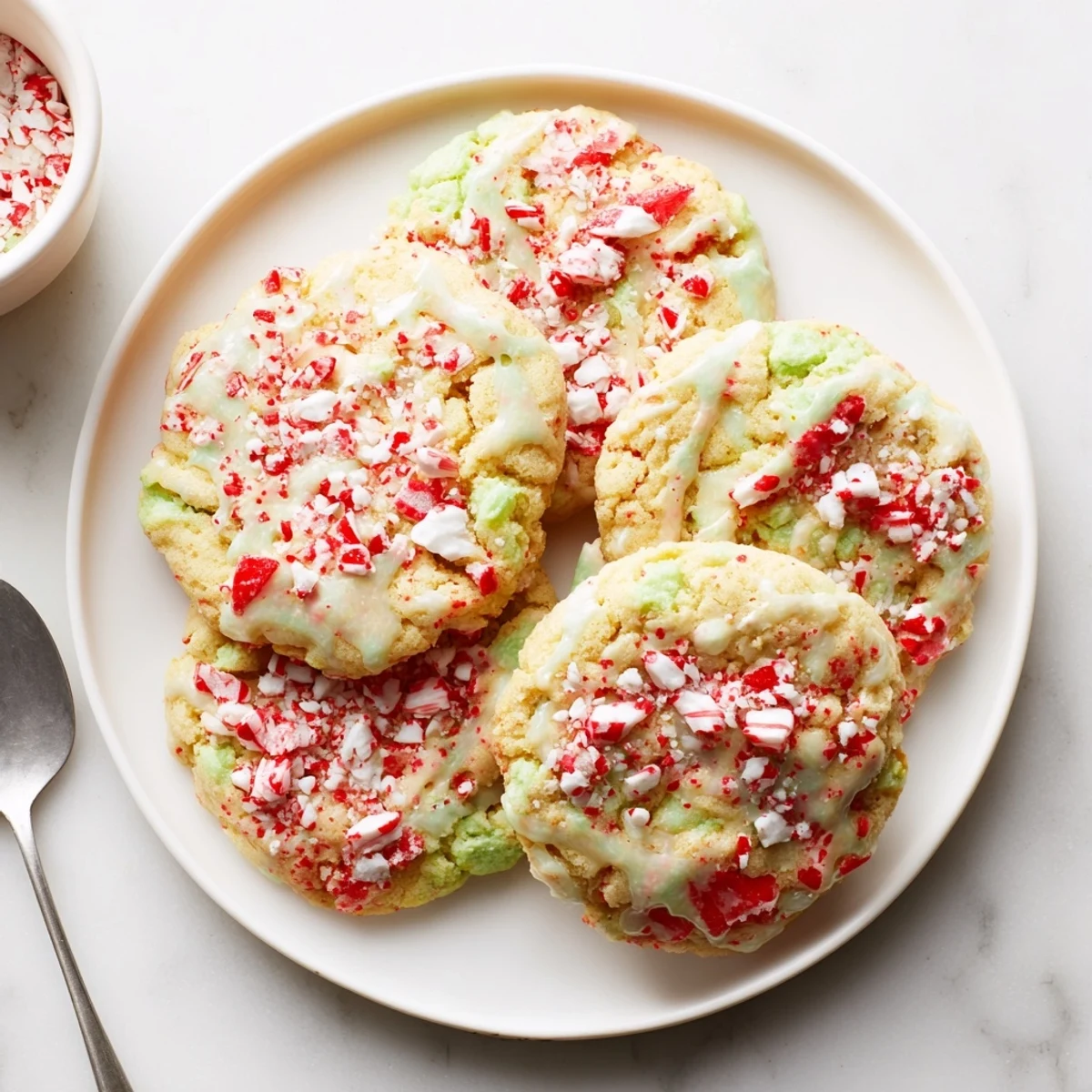 Delicious Peppermint Candy Soda Float Cookies with fizzy glaze and candy topping.  