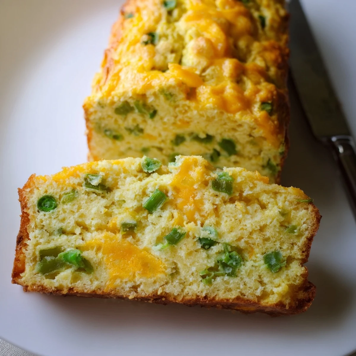 Savory Snap Pea Cheddar Muffin Loaf baked to golden perfection for brunch.
