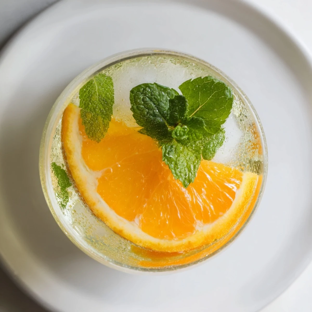 Homemade probiotic soda mocktail with citrus and mint garnished for refreshing summer sipping.  