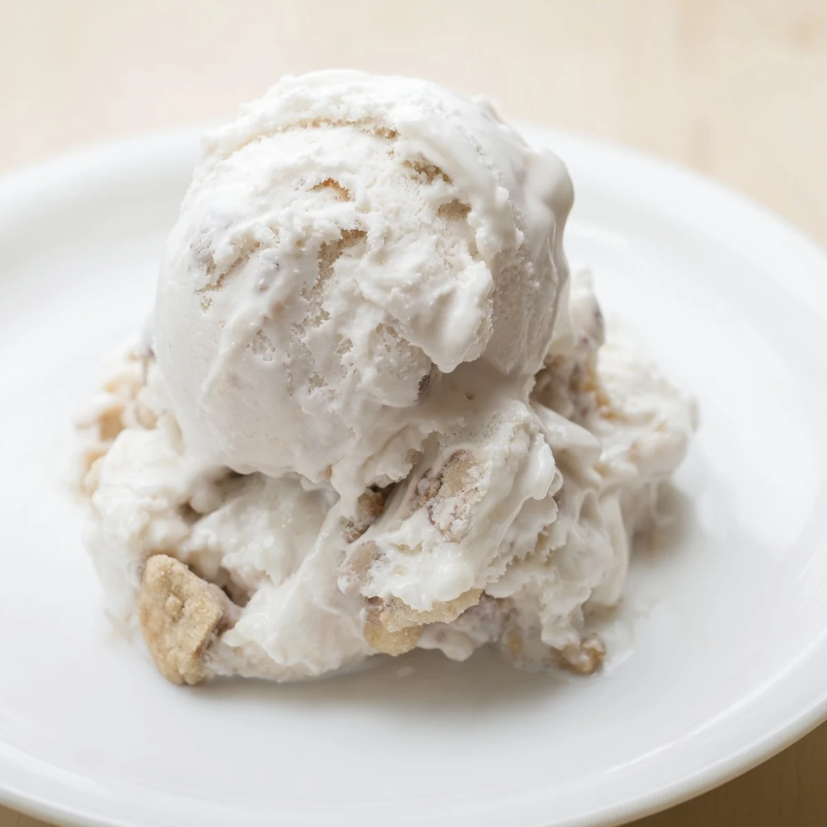 Creamy cottage cheese ice cream swirled with sweet edible cookie dough bites.