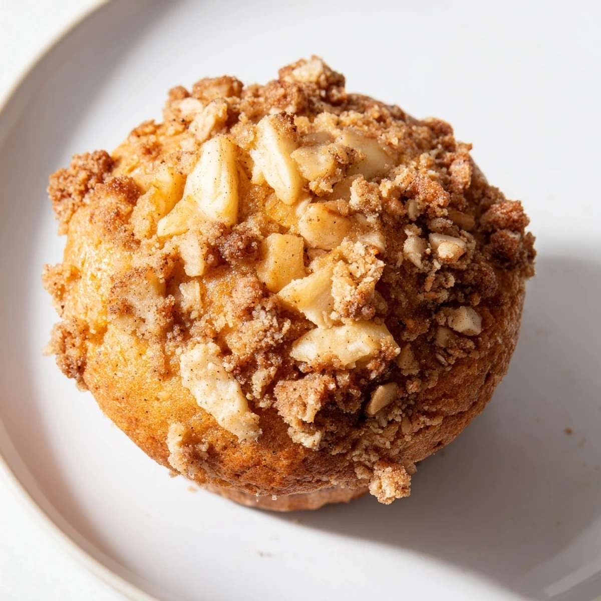 Golden, warm Cinnamon Apple Muffins fresh from the oven, offering sweet, spiced aromas.