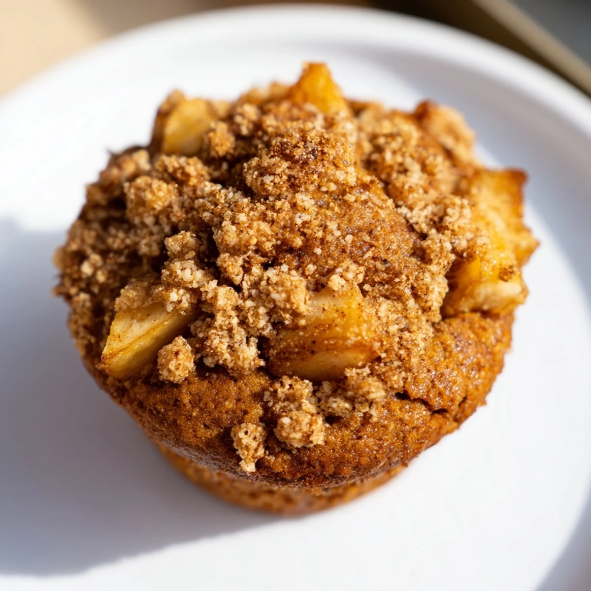 Fluffy Cinnamon Apple Muffins with a perfectly domed top, ideal for a morning treat.