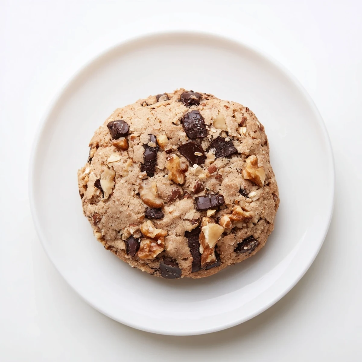 Warm, golden-brown chewy protein chocolate chip cookies fresh from the oven, ready to enjoy.