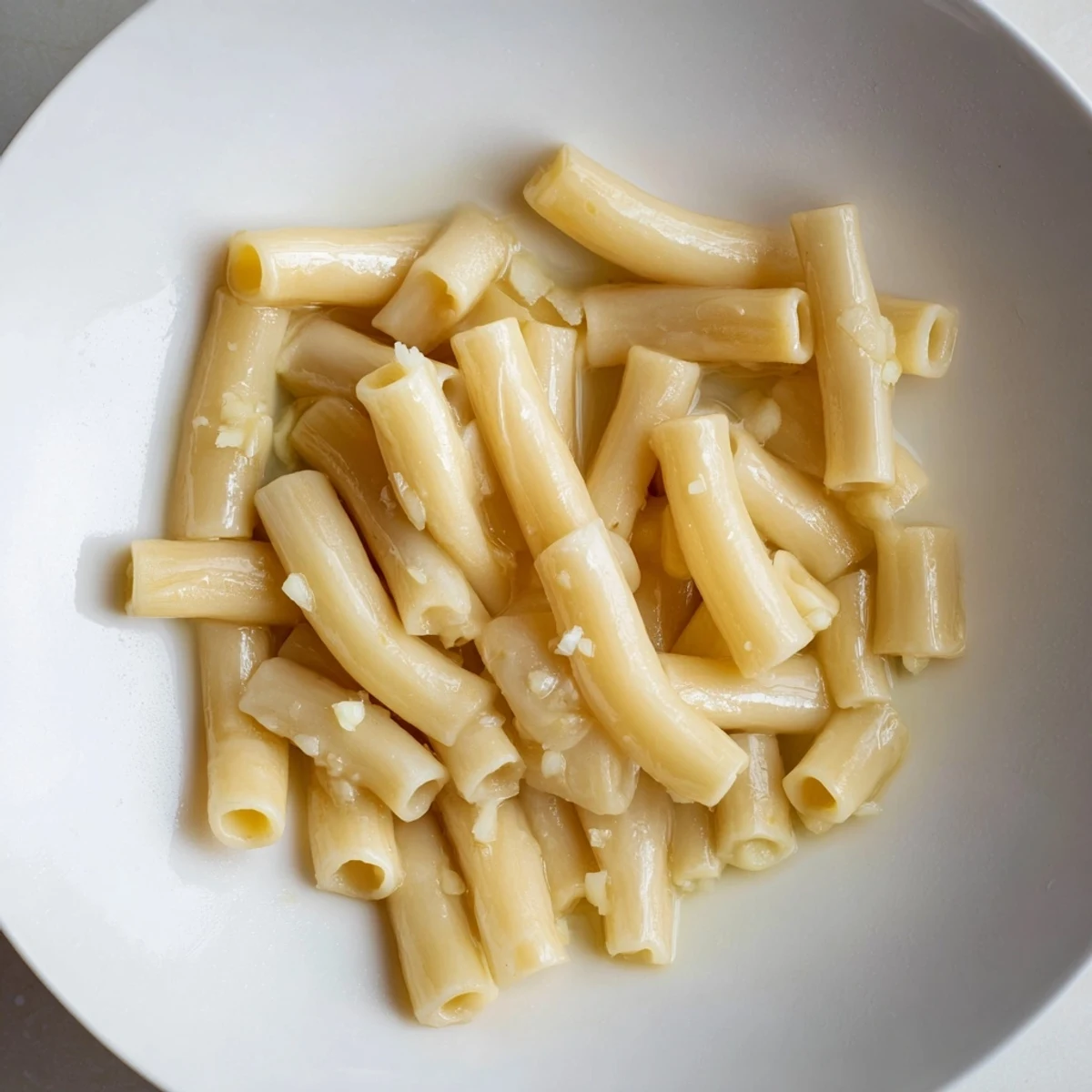 Golden ditalini pasta coated in buttery garlic sauce, a simple 3-Ingredient Butter & Garlic Ditalini delight.