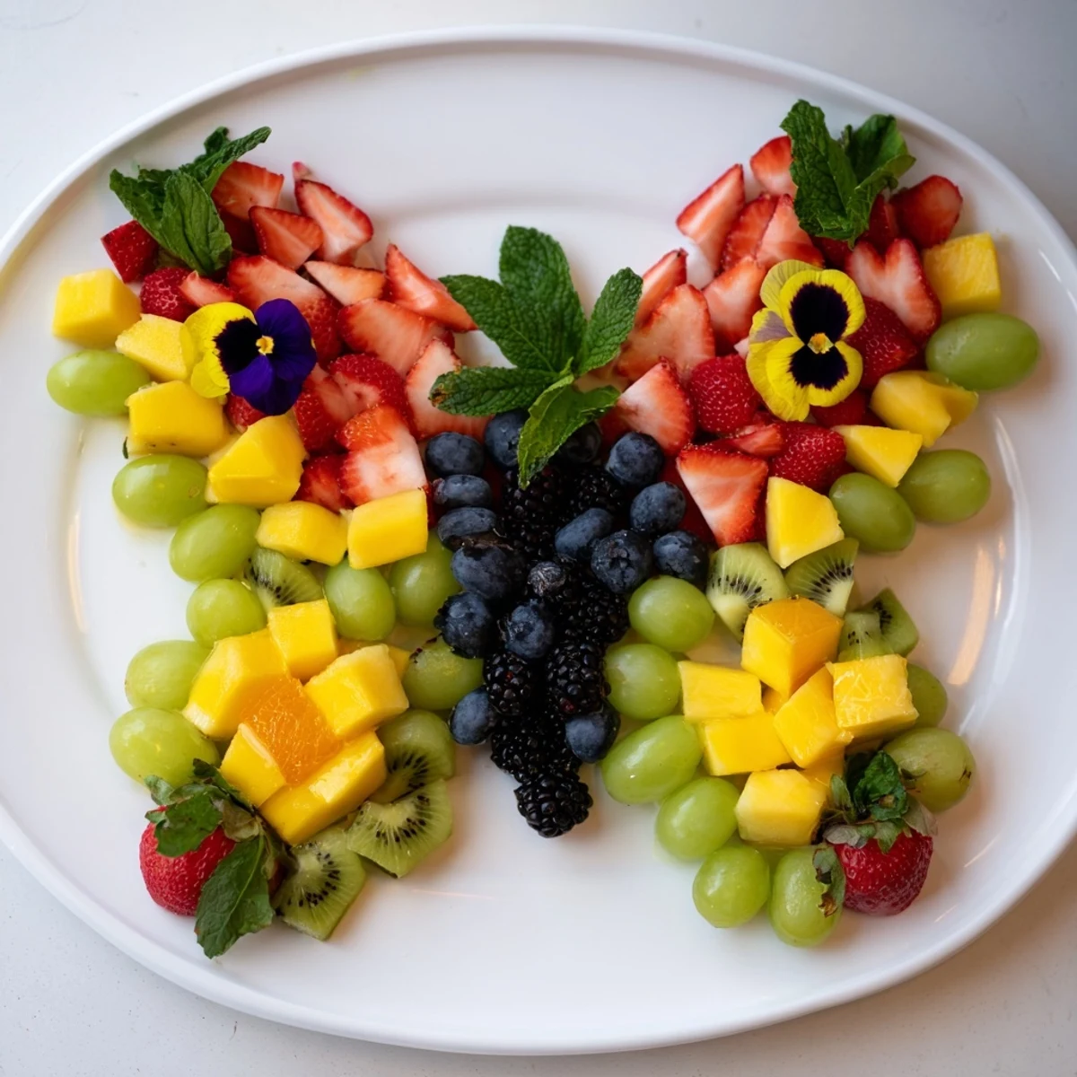 Butterfly Bloom Fruit Board, a colorful and refreshing arrangement of fresh fruit for a party.