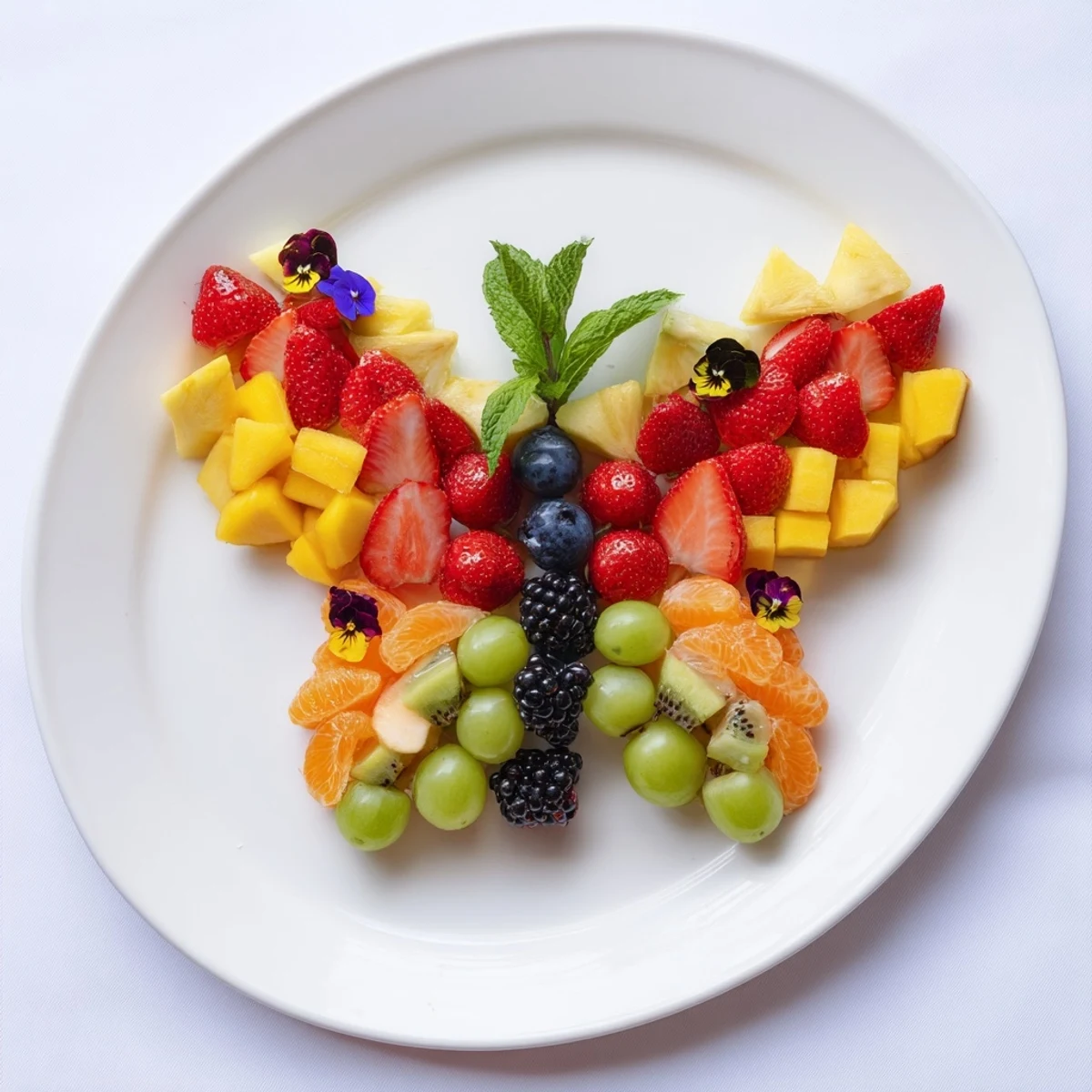 Beautiful Butterfly Bloom Fruit Board showcases vibrant red strawberries, grapes, and kiwi, perfect for snacking.
