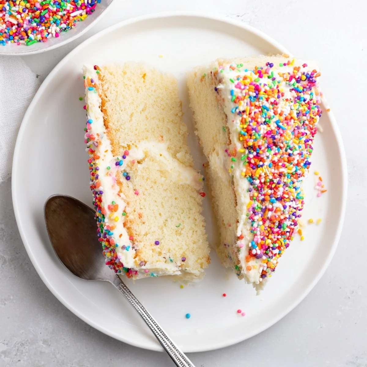Imagine the sweetness! A beautifully decorated Happy Birthday Cake slice with fluffy white frosting, ready to eat.