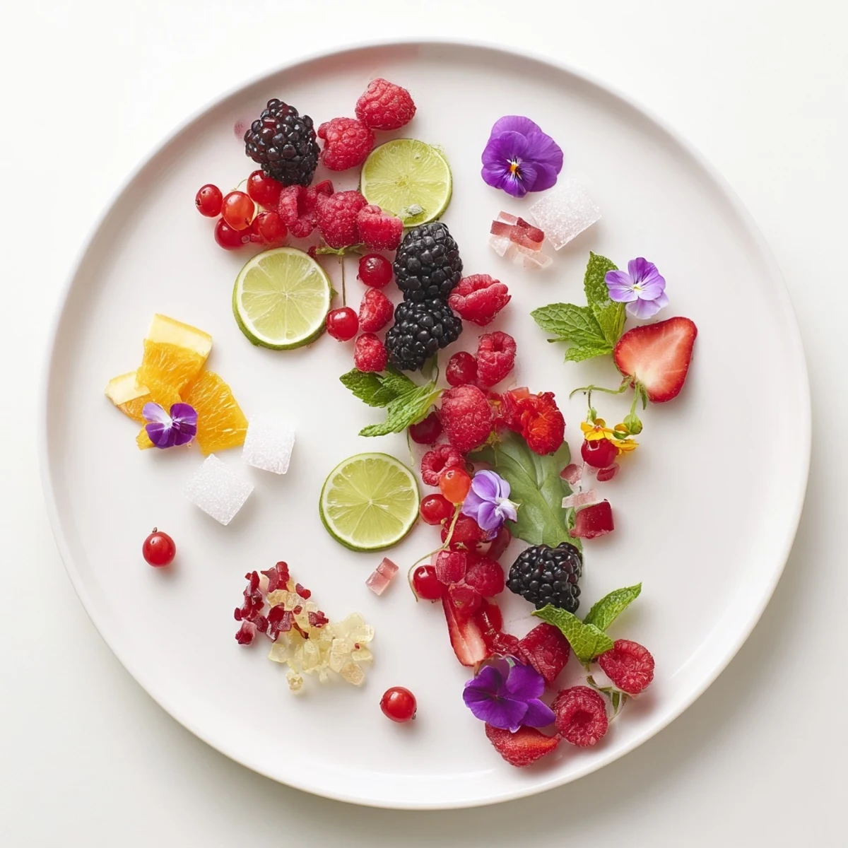 Delightful selection of Champagne bar garnishes showcasing edible flowers and gold flakes adding festive flair.