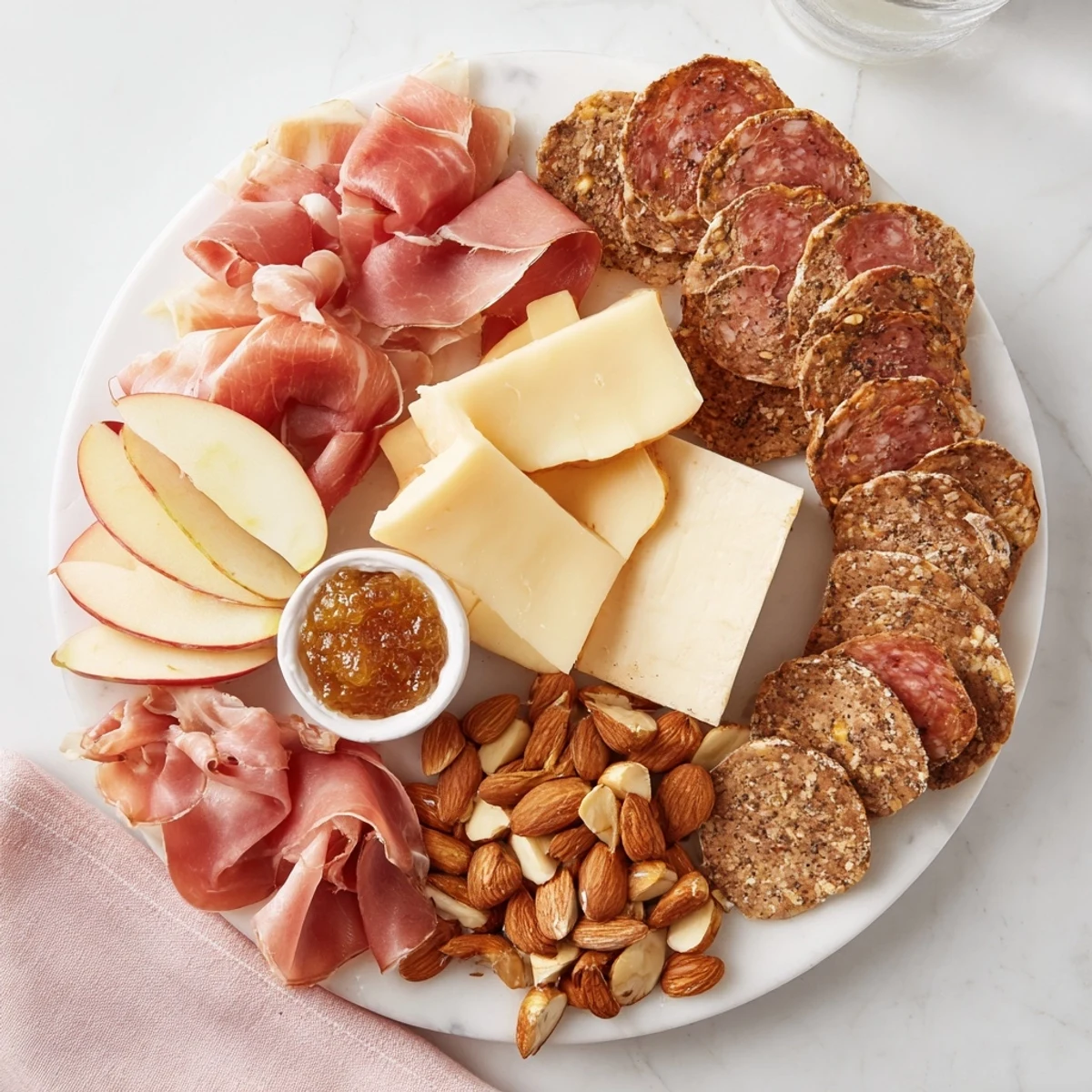 Cheese, charcuterie, and fruit on a Wine & Food Pairing Platter, ready for easy entertaining.