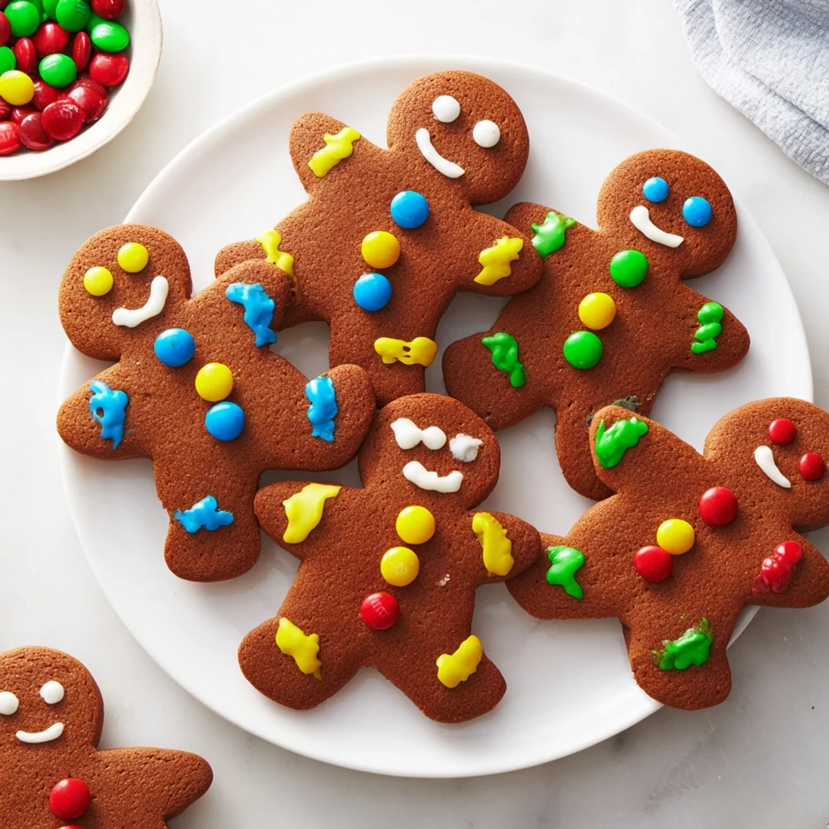 A holiday baking spread featuring a DIY gingerbread people decorating board with sugary treats.