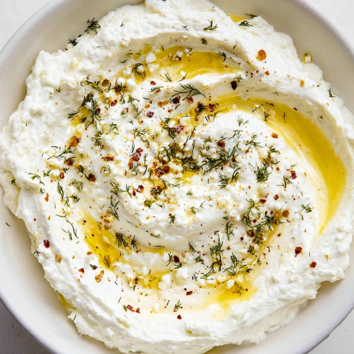 Creamy Angel Wings Whipped Feta Dip, drizzled with honey and fresh herbs, perfect for dipping.