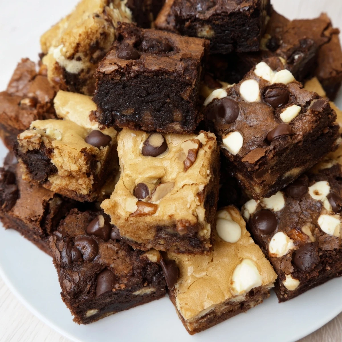 Festive dessert platter of brownie and blondie squares perfect for sharing at a special gathering.