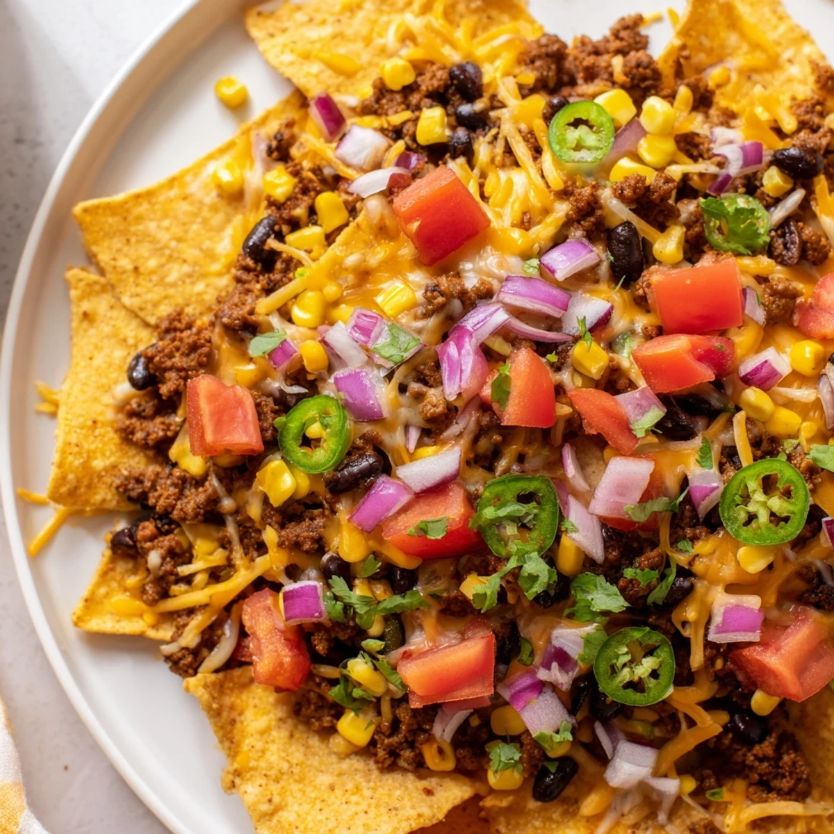A sheet-pan of Easy Nachos, a Tex-Mex delight with melted cheese and seasoned beef.