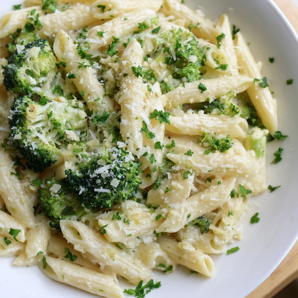 Close-up of bubbling cream cheese garlic pasta, ready to serve and enjoy for your cozy dinner.