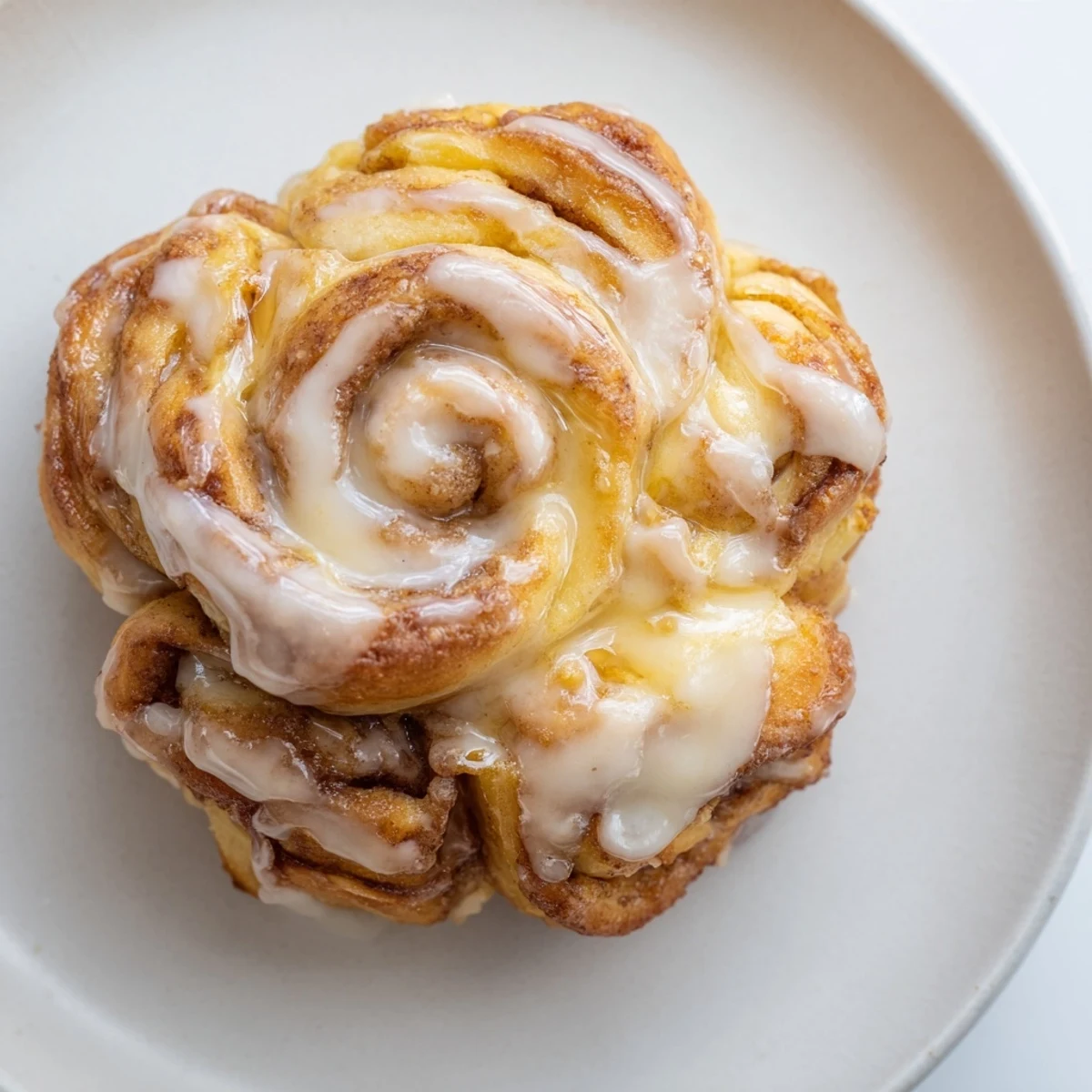 Golden-brown Cinnamon Roll Pull-Apart Snowflake with a generous drizzle of sweet vanilla icing, perfect breakfast treat.