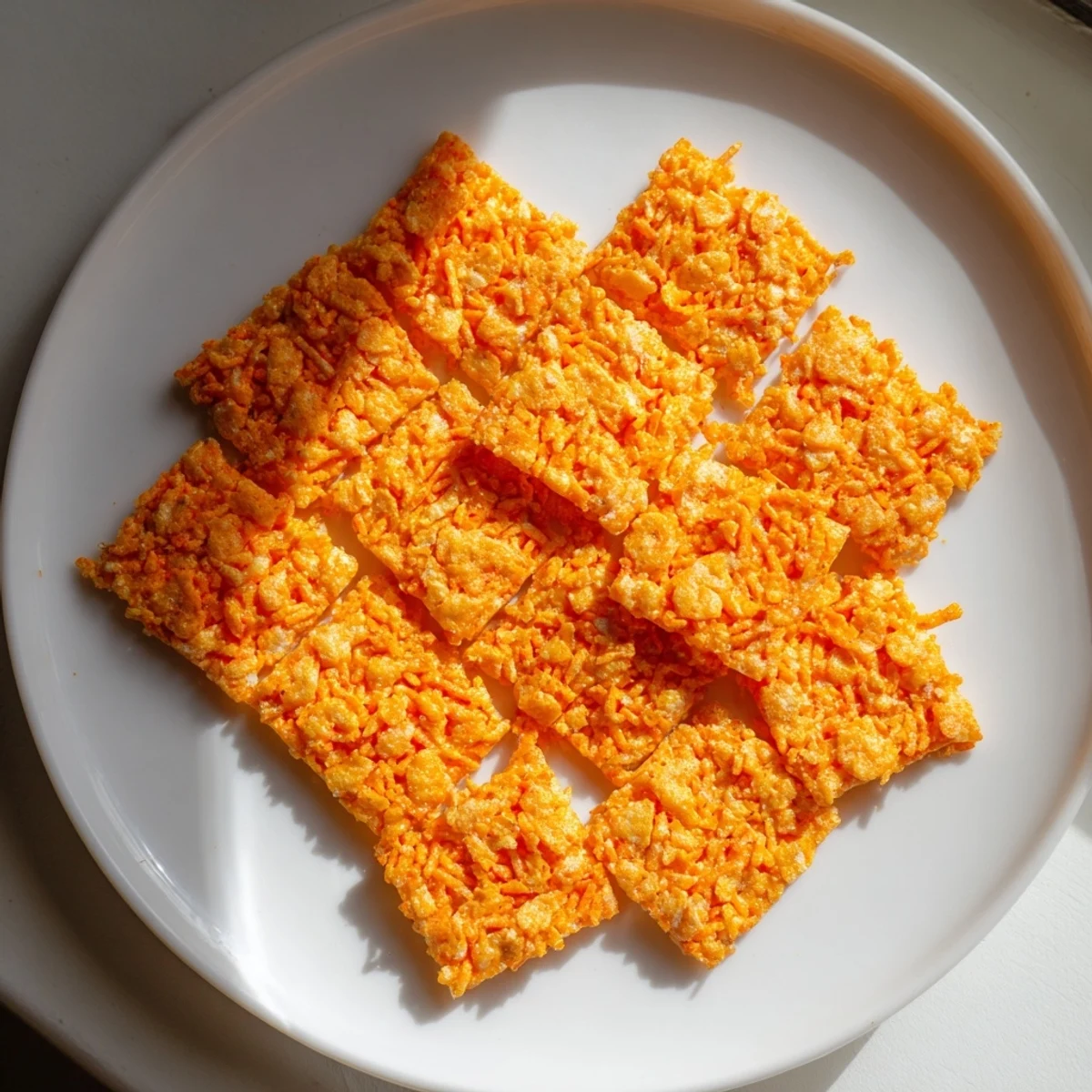 Freshly made Crispy Cheeto Cheese Crackers, offering a delightful aroma and texture, ideal alongside drinks.