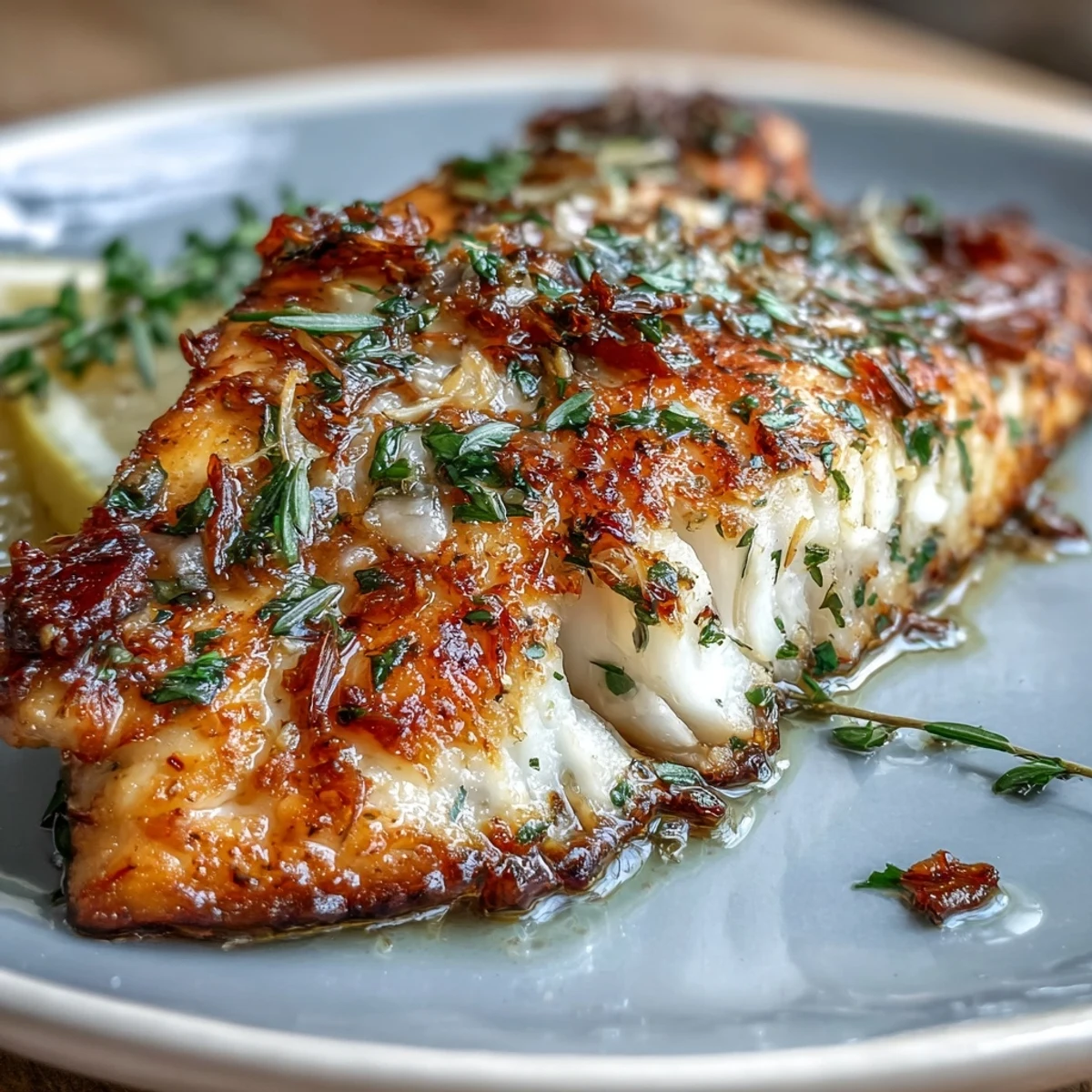 Juicy cherry tomatoes and zucchini roasted with garlic herb tilapia fillets on a sheet pan for a healthy, colorful dinner.