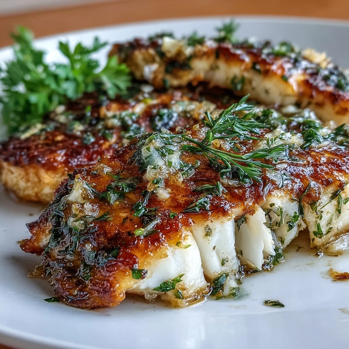 Golden-baked tilapia fillets nestled among tender zucchini slices and roasted cherry tomatoes, infused with fresh garlic and herbs.
