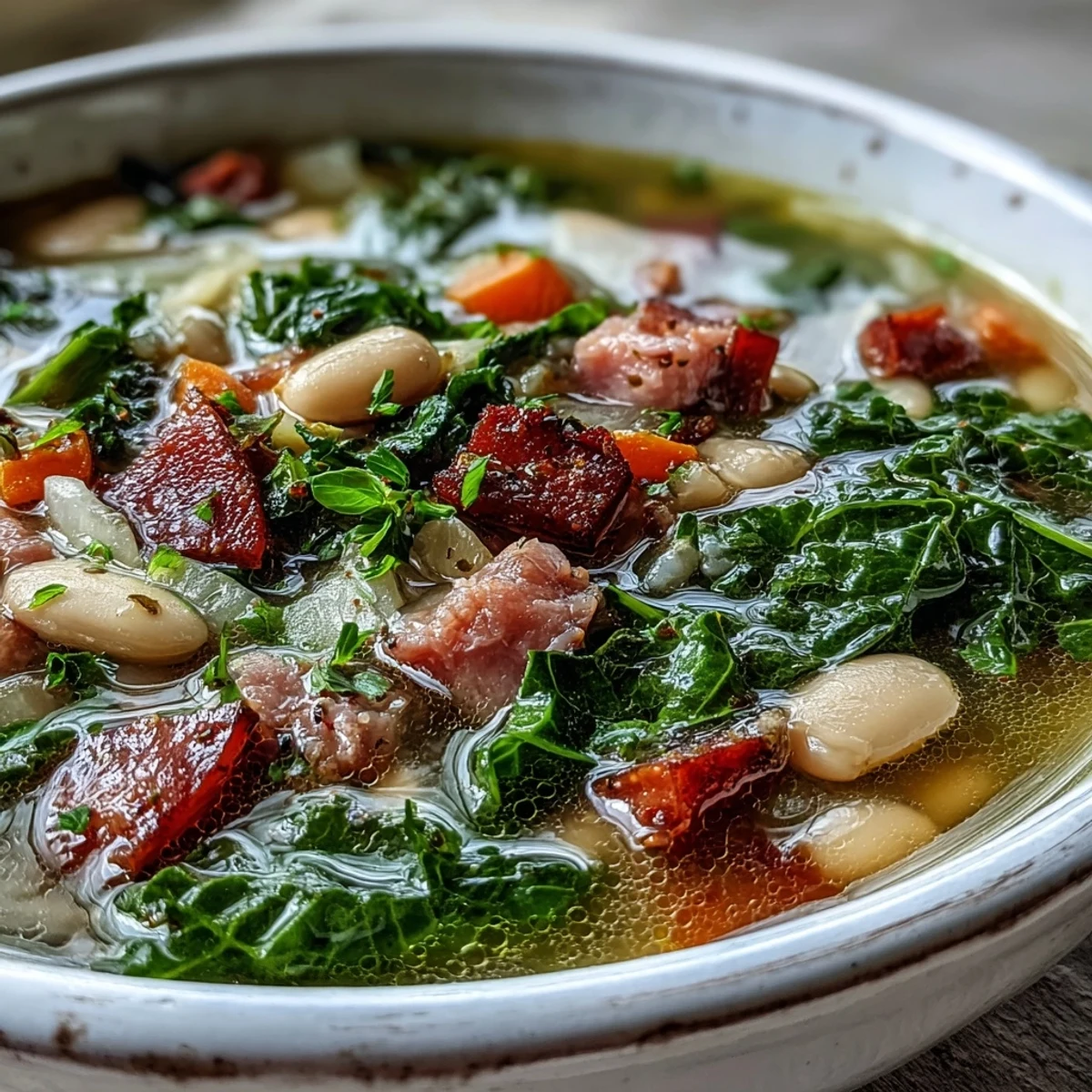 Ham Kale White Bean Soup