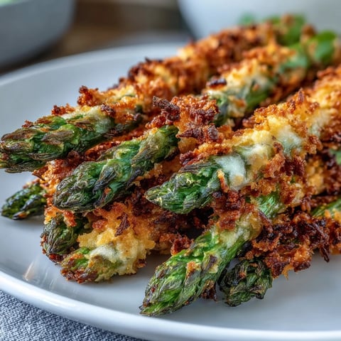 Golden Crispy Asparagus Asiago Spears baked until crunchy, served hot with fresh lemon wedges for brightness.