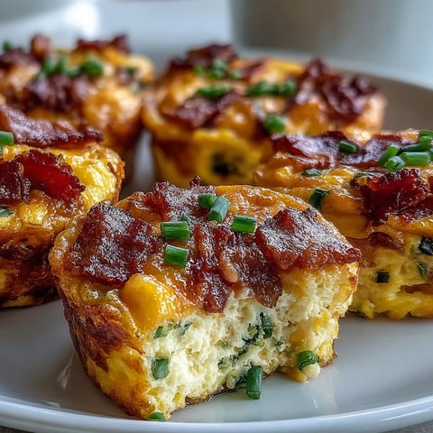 Golden-brown Ranch Bacon Breakfast Egg Bites, loaded with cheddar cheese and crispy bacon crumbles, rest on a cooling rack.