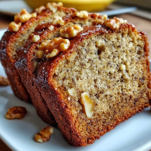 Warm slices of homemade Whole Wheat Banana Bread, perfect for breakfast with coffee.