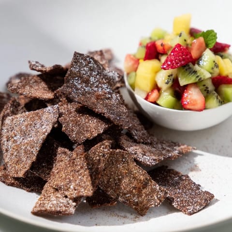 Sweet and crunchy Dessert Chips & Salsa, perfect for party snacks or gatherings.  