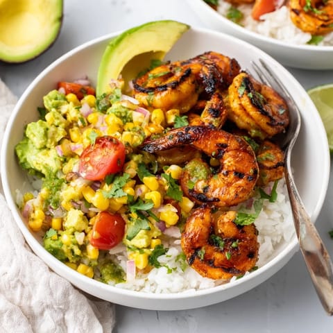 Grilled Shrimp Avocado Corn