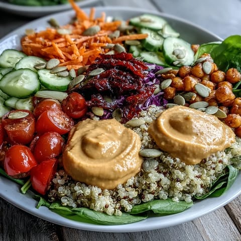 Golden toasted pepitas add crunch to these colorful vegan Buddha bowls, served with olives.