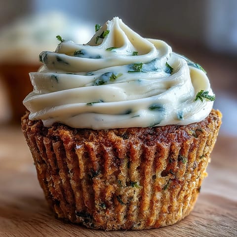 Golden muffins packed with fresh vegetables and topped with a delicate swirl of sweetened cream cheese for extra flavor.  
