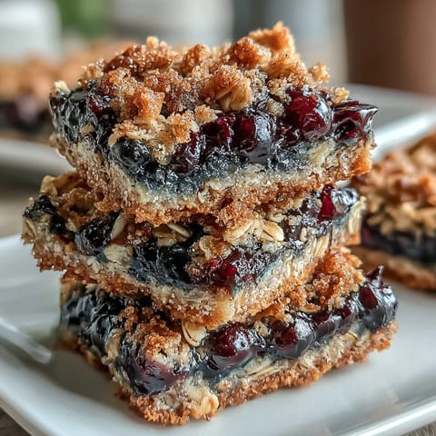 Blueberry oat breakfast bars with juicy berries and chewy oats, perfect for a nutritious on-the-go snack or party favor.