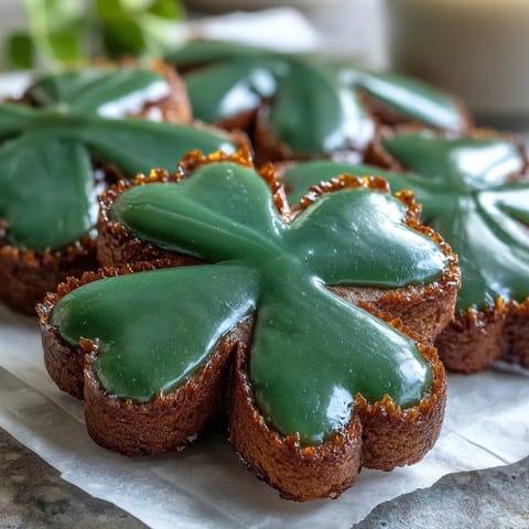 Vibrant green shamrock cookies decorated with royal icing for a festive St. Patrick's Day treat.