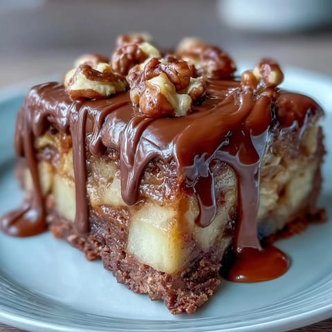 Bite-sized apple slices coated in creamy caramel and drizzled with rich dark chocolate, a perfect handheld dessert treat.  