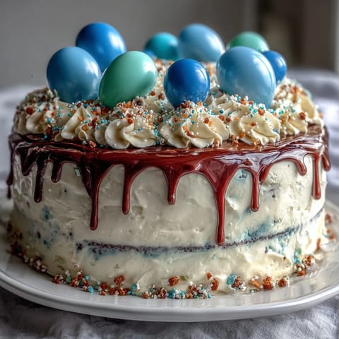 Two-tier vanilla graduation cake with balloon toppers, perfect for celebrating academic milestones with elegance.