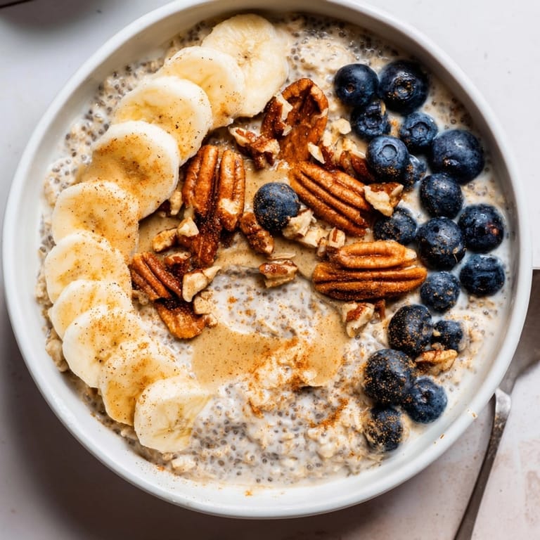 A bowl of warm, spiced Protein Cinnamon Crunch Oatmeal, inviting and ready to eat.