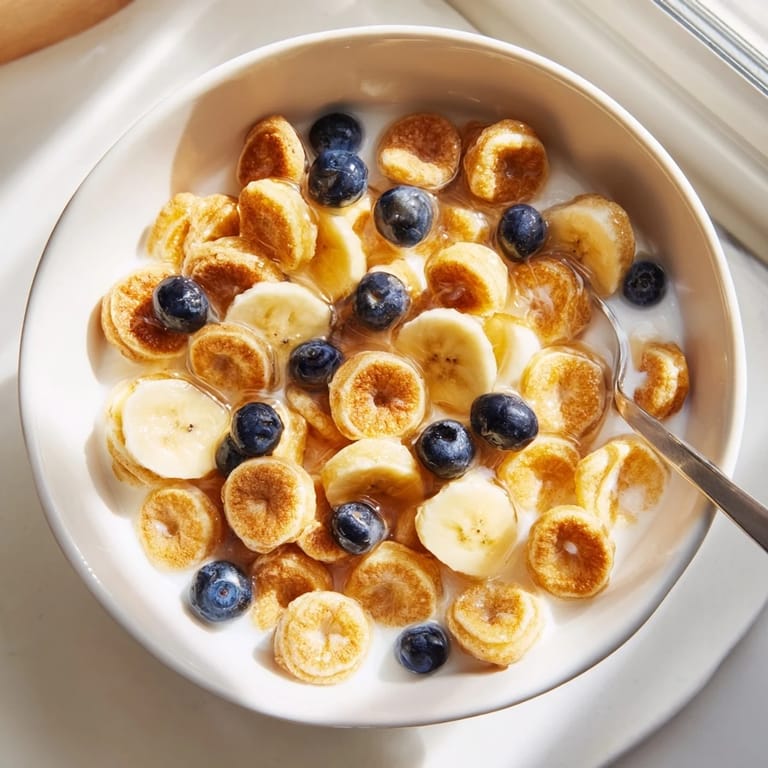 Adorable mini pancake cereal, crispy outside and perfect with maple syrup.
