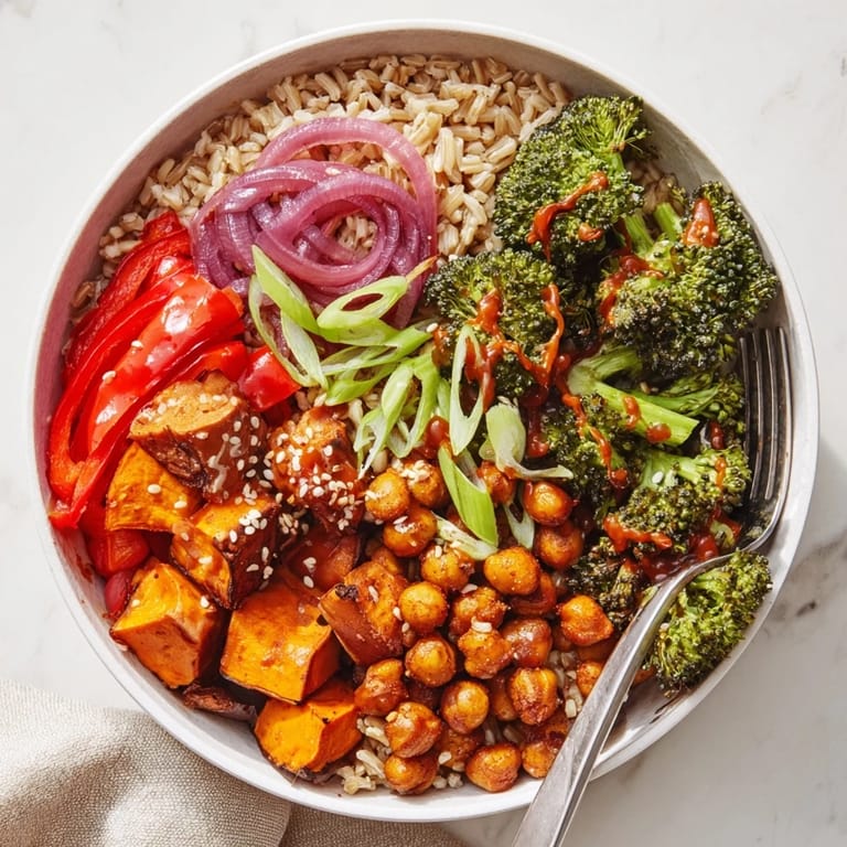 Hearty grain bowls featuring flavorful miso-butter and gochujang-maple sauces, perfect for dinner.  