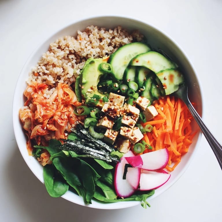 Nourishing Fermented Vegetable Bowl packed with kimchi, avocado, and seasonal vegetables.