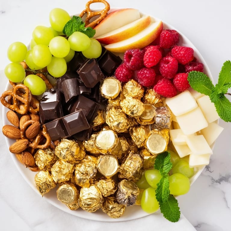 This festive New Years Gold Foil Wrapped Chocolate Board features a stunning display of treats, perfect for celebrations.