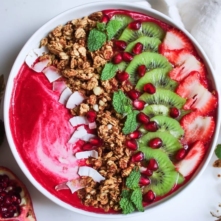 Cool and refreshing Festive Red and Green Smoothie Bowls, a healthy, delicious breakfast treat bursting with flavor.