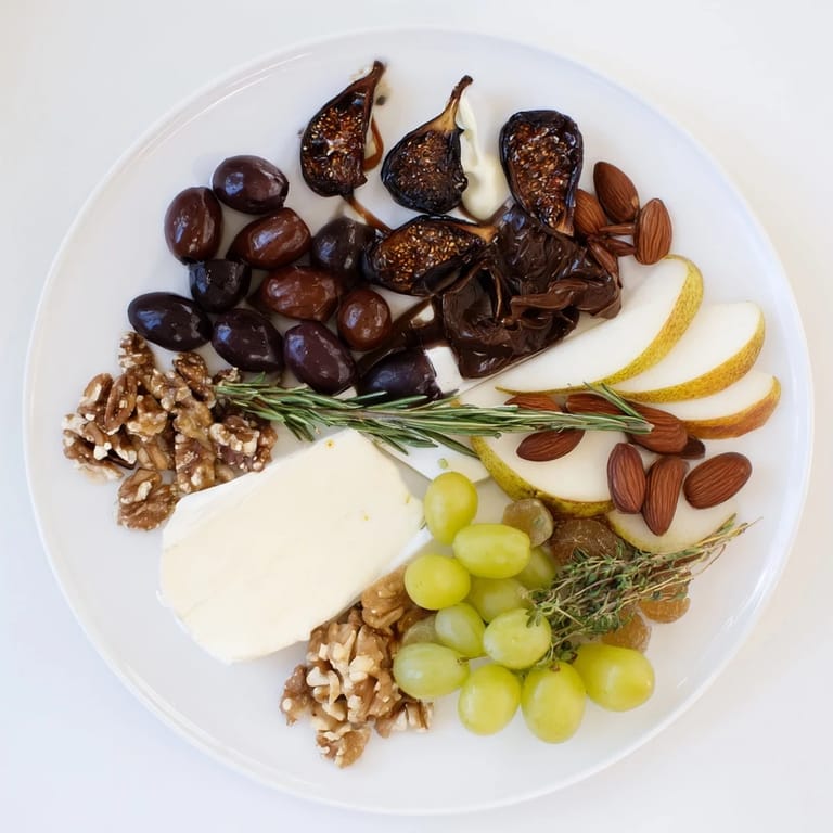 The stunning Winter Solstice Board features a contrasting arrangement of savory and sweet appetizers.