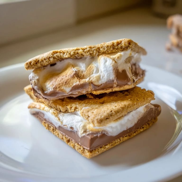 Warm Air Fryer Smores, a deliciously quick dessert with melted chocolate and fluffy marshmallows inside.