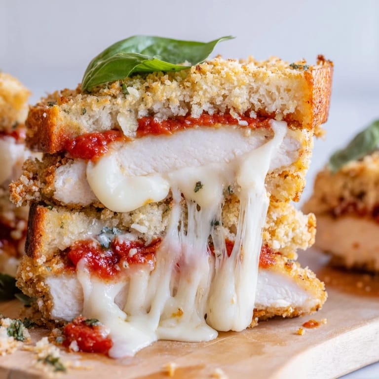 Gooey mozzarella stretches between garlicky bread in this hearty Chicken Parm Grilled Cheese sandwich.