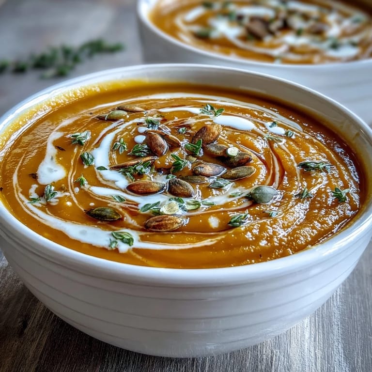 Roasted Butternut Squash Soup blending caramelized squash and carrots in a cozy, colorful pot.