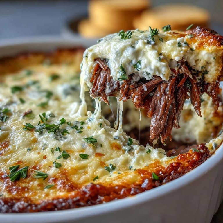 Sizzling ribeye and peppers meld into the creamy, provolone-topped Philly Cheesesteak Dip served with warm, toasted crostini.