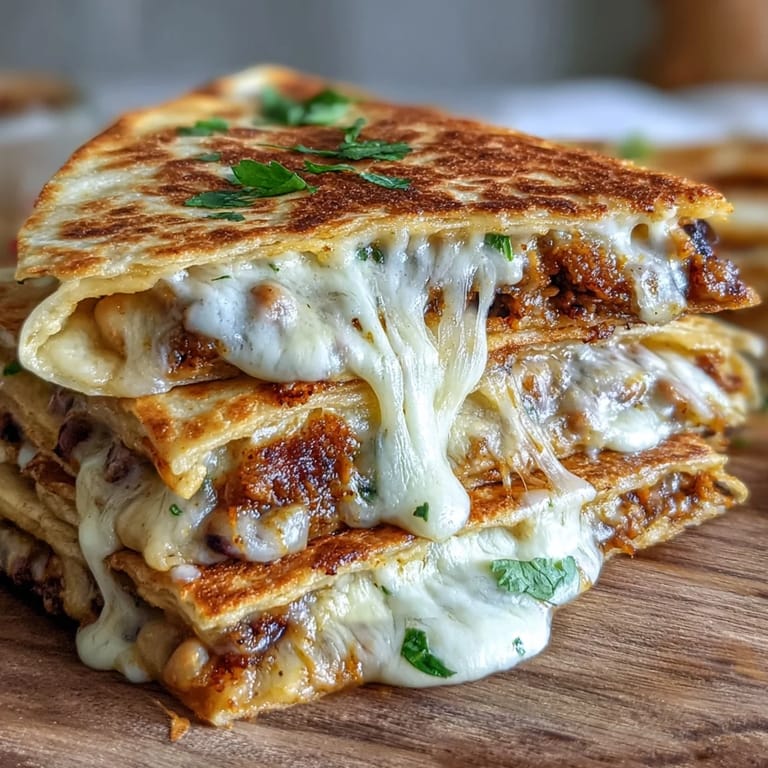 A skillet-fried Black-Eyed Pea Quesadilla reveals a gooey, cheesy interior packed with mashed peas and fresh cilantro.