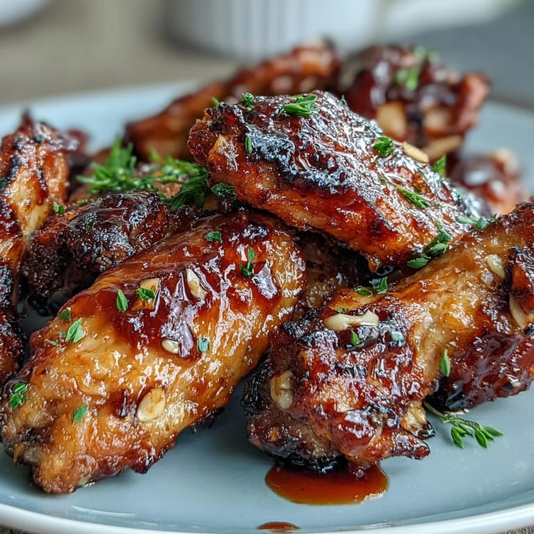 Golden brown honey garlic chicken wings baked until crisp, served atop rich buttery rice and coated in a glossy, sweet-savory glaze.