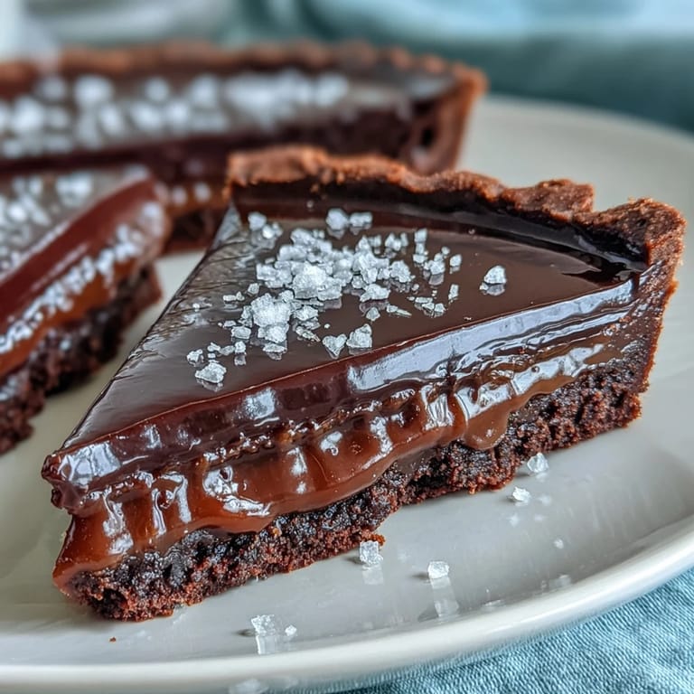 Silky salted caramel layered over chocolate tart crust, topped with smooth ganache and sea salt.